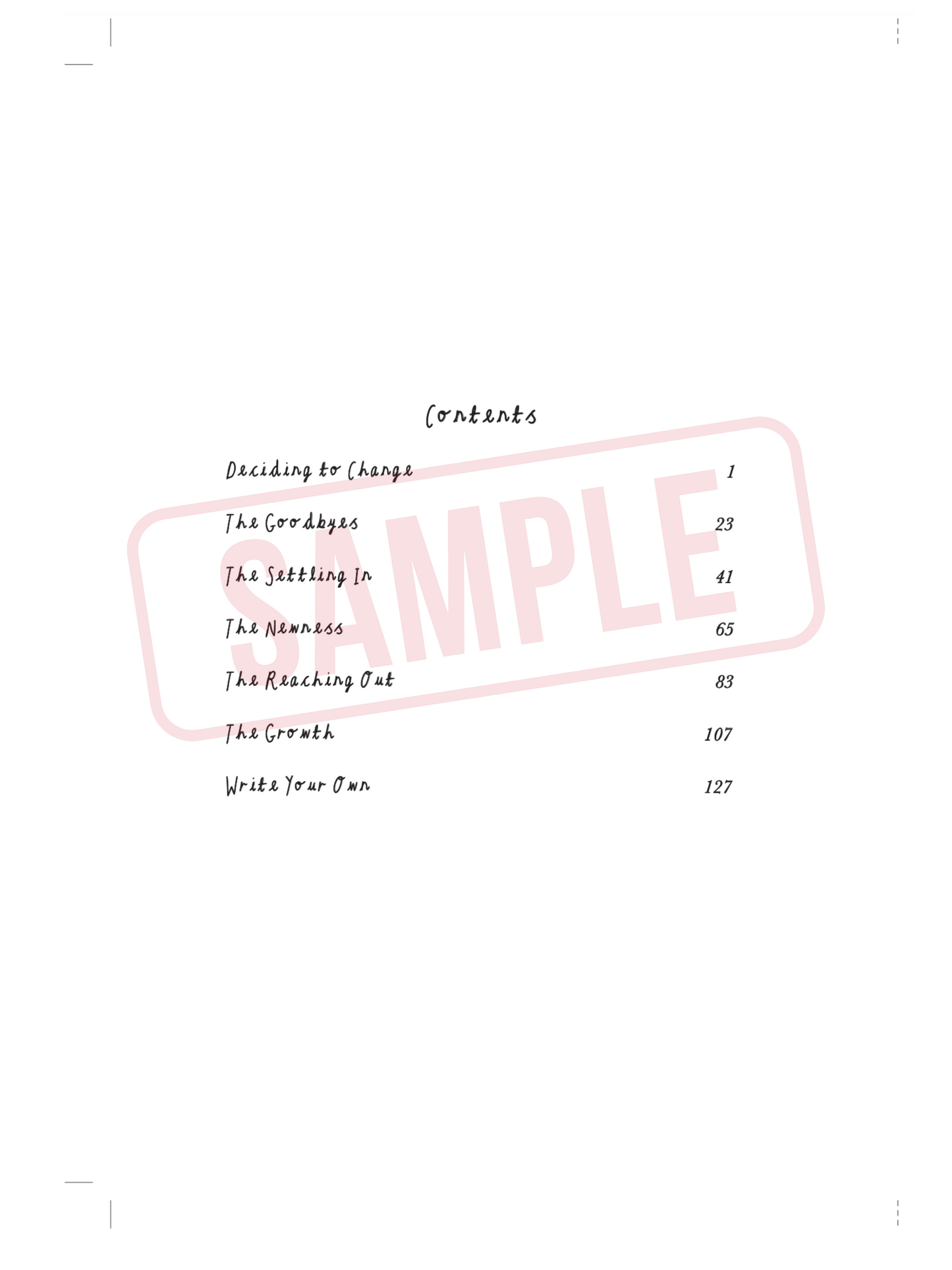 Table of contents with Sample watermark